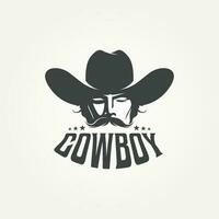 silhouette classico testa di cowboy icona logo modello vettore illustrazione design