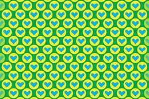 blu, giallo e verde cuore su cerchio senza soluzione di continuità modello vettore arte. amore cuori scarabocchio sfondo per San Valentino giorno..