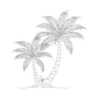 Noce di cocco albero linea arte disegno. singolo continuo linea disegno di Noce di cocco palma albero. decorativo Noce di cocco palma albero concetto. Noce di cocco albero moderno uno linea disegno vettore illustrazione. vettore illustrazione