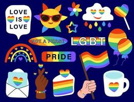 lgbt Comunità etichetta, icona, distintivo, spillo, emblema, logo pacchetto. LGBTQ impostare. simbolo di il lgbt orgoglio Comunità. orgoglio mese. vettore piatto arcobaleno elementi.