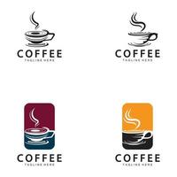 Progettazione dell'illustrazione dell'icona di vettore del modello di logo della tazza di caffè