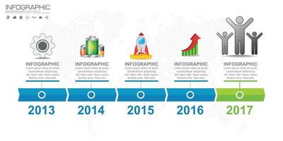 Timeline infografica road map con businessicons progettato per il modello elemento cardine moderno diagramma processo grafico illustrazione vettoriale