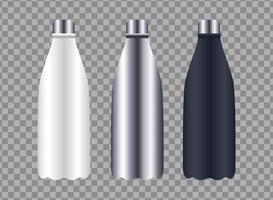 bottiglie prodotti imballaggi icone di branding vettore