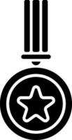 isolato glifo icona di medaglia o distintivo con stella cartello. vettore