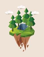 foresta e campeggio lowpoly vettore