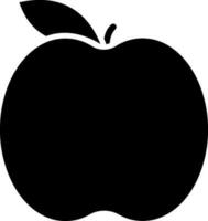 nero e bianca illustrazione di mele con foglia icona. vettore