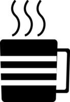 nero e bianca caldo caffè boccale icona nel piatto stile. vettore