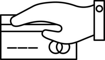 linea arte icona di mano Tenere credito carta nel nero colore. vettore