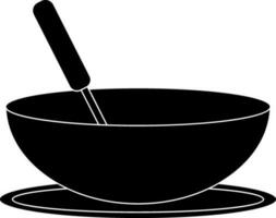 nero e bianca cucchiaio con ciotola su piatto. vettore