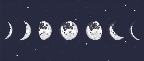 sette fasi lunari vettore