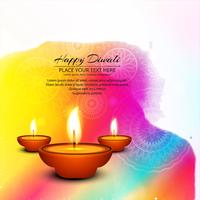 Illustrazione felice del fondo di festival della lampada a olio di Diya di diwali vettore