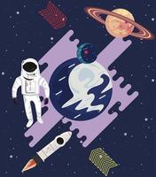 astronauta e razzo vettore
