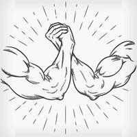 Schizzo forte braccio di ferro combattimenti doodle disegno a mano illustrazione vettore