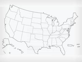 USA mappa Stati Uniti contorno vuoto doodle isolato disegno vettoriale