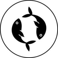 nero e bianca illustrazione di Pesci zodiaco cartello su il giro forma. vettore