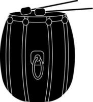 nero e bianca tamburo con Due bastone. vettore