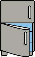 Aperto Doppio porta frigorifero icona nel grigio colore. vettore