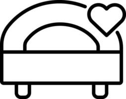 linea arte illustrazione di cuore simbolo su letto icona. vettore