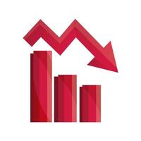 grafico finanziario verso il basso icona isolato di crollo del mercato azionario commerciale vettore