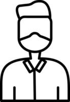 nero linea arte illustrazione di uomo indossare medico maschera icona. vettore