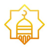 moschea luna tempio ramadan arabo celebrazione islamica gradiente icona linea vettore