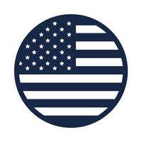 bandiera del memorial day pulsante rotondo decorazione celebrazione americana icona di stile silhouette vettore