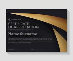 certificato di lusso nero e oro vettore
