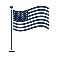 memorial day sventolando bandiera in pole celebrazione americana icona di stile silhouette vettore