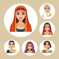 sei personaggi di spose arabe vettore