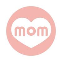 festa della mamma lettering mamma nel cuore icona di stile blocco amore vettore