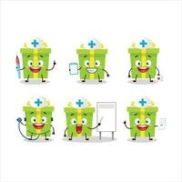 medico professione emoticon con verde Natale regalo cartone animato personaggio vettore