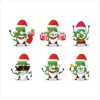Santa Claus emoticon con verde neve Natale albero cartone animato personaggio vettore