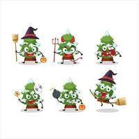 Halloween espressione emoticon con cartone animato personaggio di verde neve Natale albero vettore