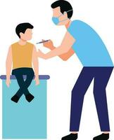 un' ragazzo dando un' vaccinazione iniezione per un' ragazzo. vettore