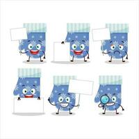 blu guanti cartone animato personaggio portare informazione tavola vettore