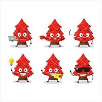 rosso Natale albero cartone animato personaggio con vario tipi di attività commerciale emoticon vettore