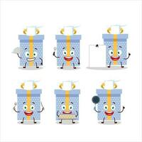 cartone animato personaggio di blu Natale regalo con vario capocuoco emoticon vettore