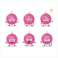 cartone animato personaggio di Natale palla rosa con che cosa espressione vettore