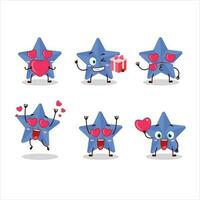 nuovo blu stelle cartone animato personaggio con amore carino emoticon vettore