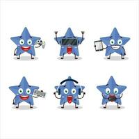 nuovo blu stelle cartone animato personaggio siamo giocando Giochi con vario carino emoticon vettore