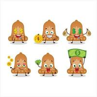 campana biscotto cartone animato personaggio con carino emoticon portare i soldi vettore