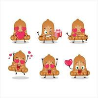campana biscotto cartone animato personaggio con amore carino emoticon vettore