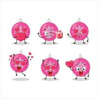 Natale palla rosa cartone animato personaggio con amore carino emoticon vettore