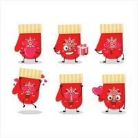 rosso guanti cartone animato personaggio con amore carino emoticon vettore