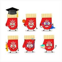 scuola alunno di rosso guanti cartone animato personaggio con vario espressioni vettore