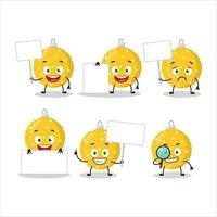 Natale palla giallo cartone animato personaggio portare informazione tavola vettore