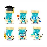scuola alunno di blu Natale calzini cartone animato personaggio con vario espressioni vettore