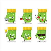 verde guanti cartone animato personaggio con vario tipi di attività commerciale emoticon vettore