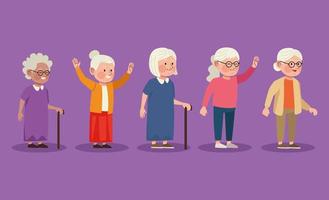cinque donne anziane vettore