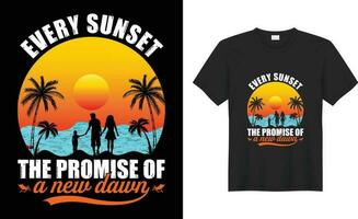 estate tramonto colorato retrò Vintage ▾ divertente tipografia vettore maglietta design. ogni tramonto il promettere di un' nuovo alba